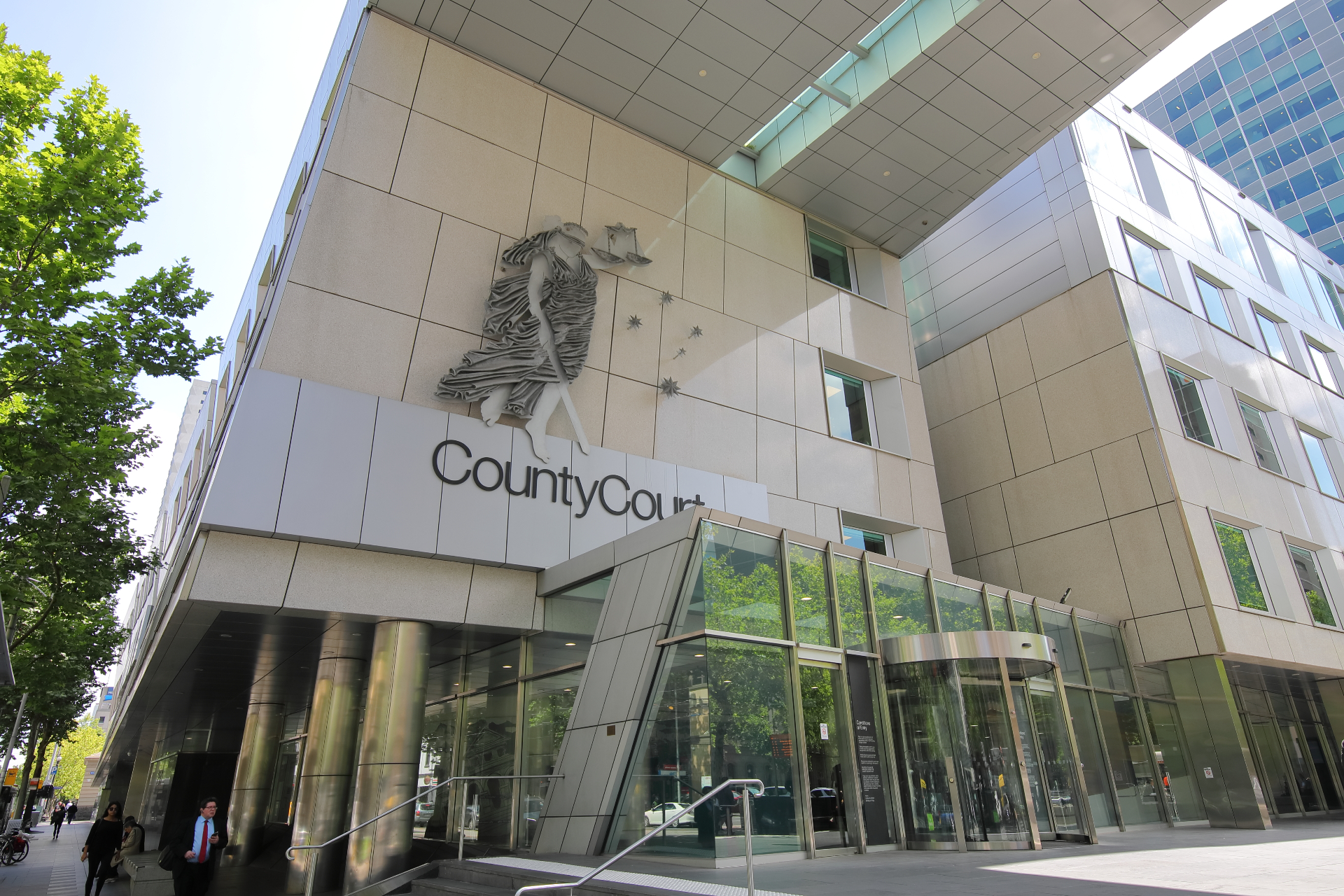 County Court of Victoria building entrance on William Street, Melbourne