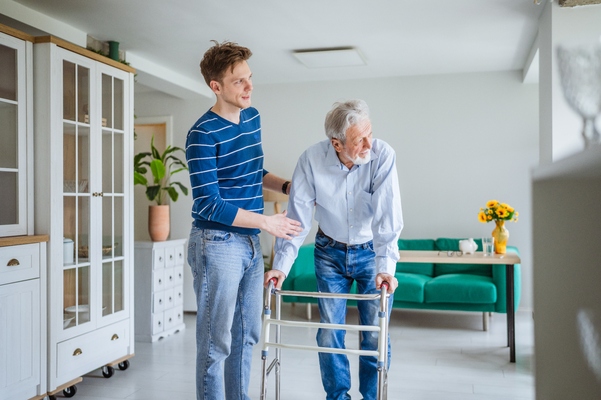 Family member supporting an older person with retirement living and aged care decisions at home
